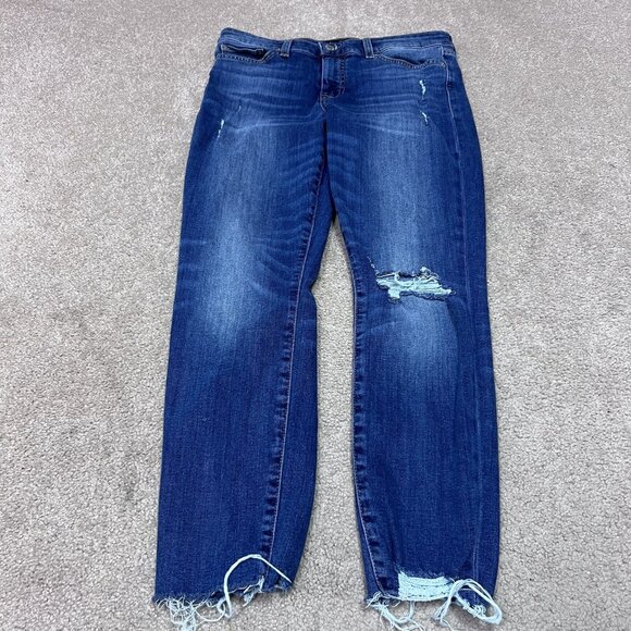 Lucky Brand Jeans Ava Crop Blue Distressed Pockets Women’s Size 4 - Picture 1 of 13